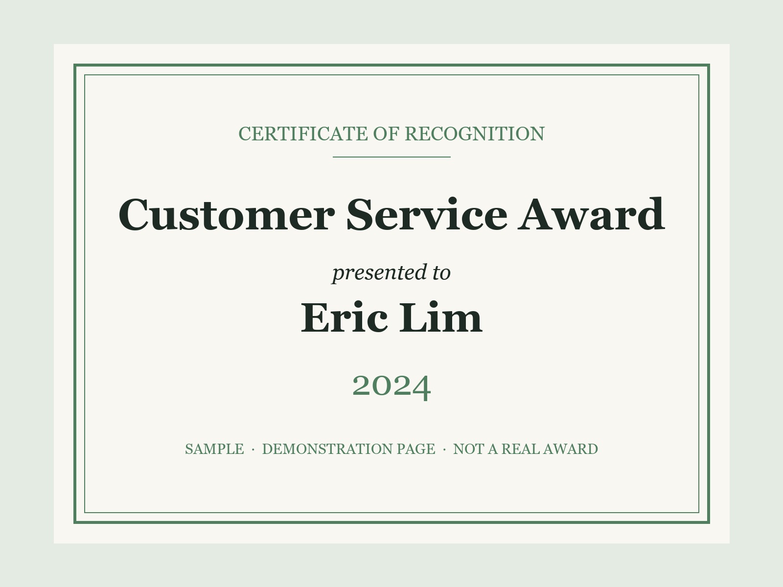Customer Service Award